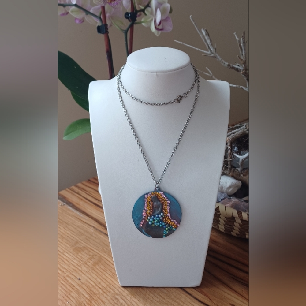"Ocean Glitter" Upcycled Vintage Mermaid Necklace